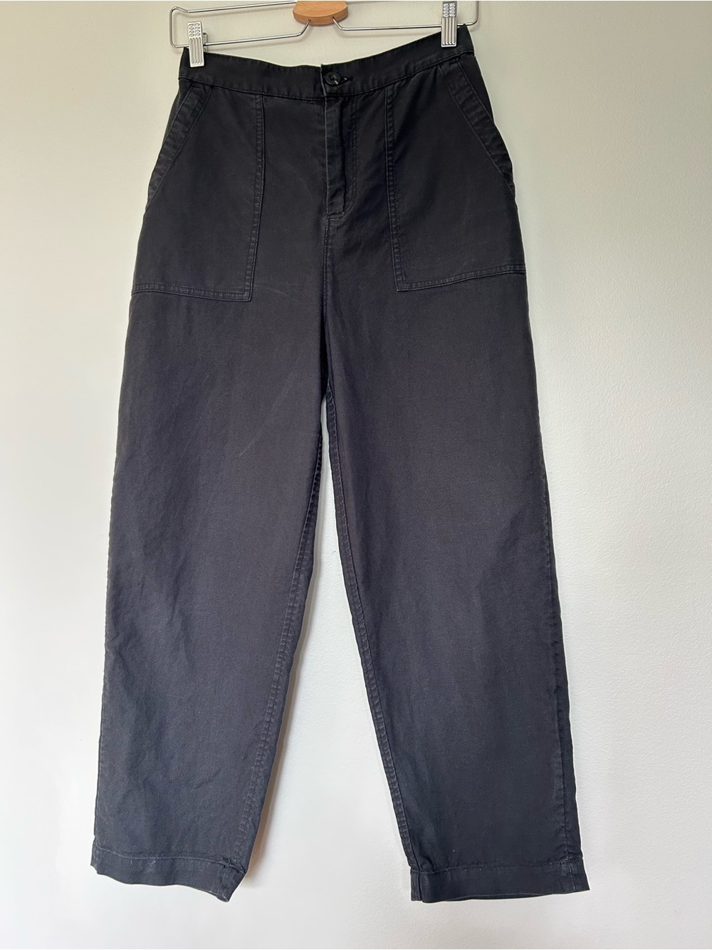 Roots Black Cropped Wide-Leg Pants